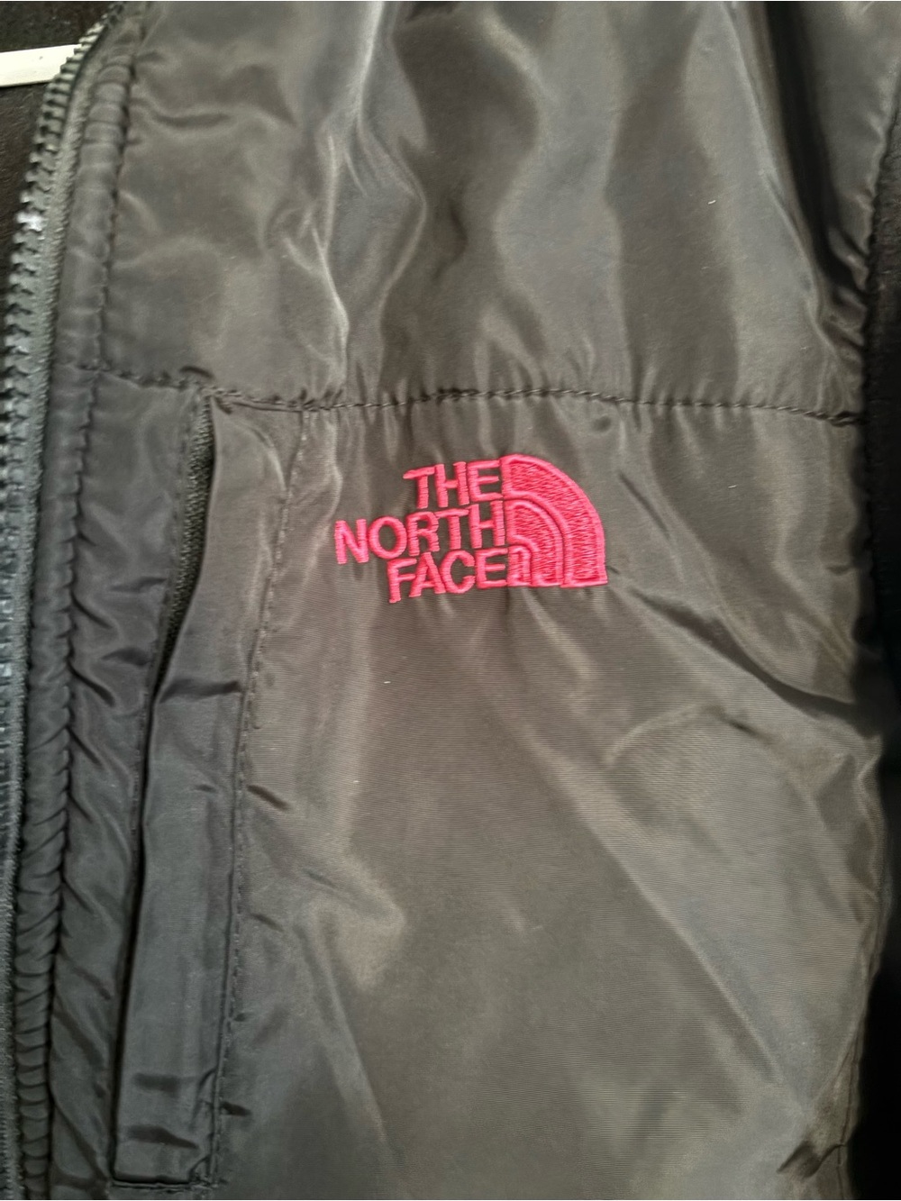 The North Face Black Fleece Jacket with Pink Logo Accent - Picture 3 of 7